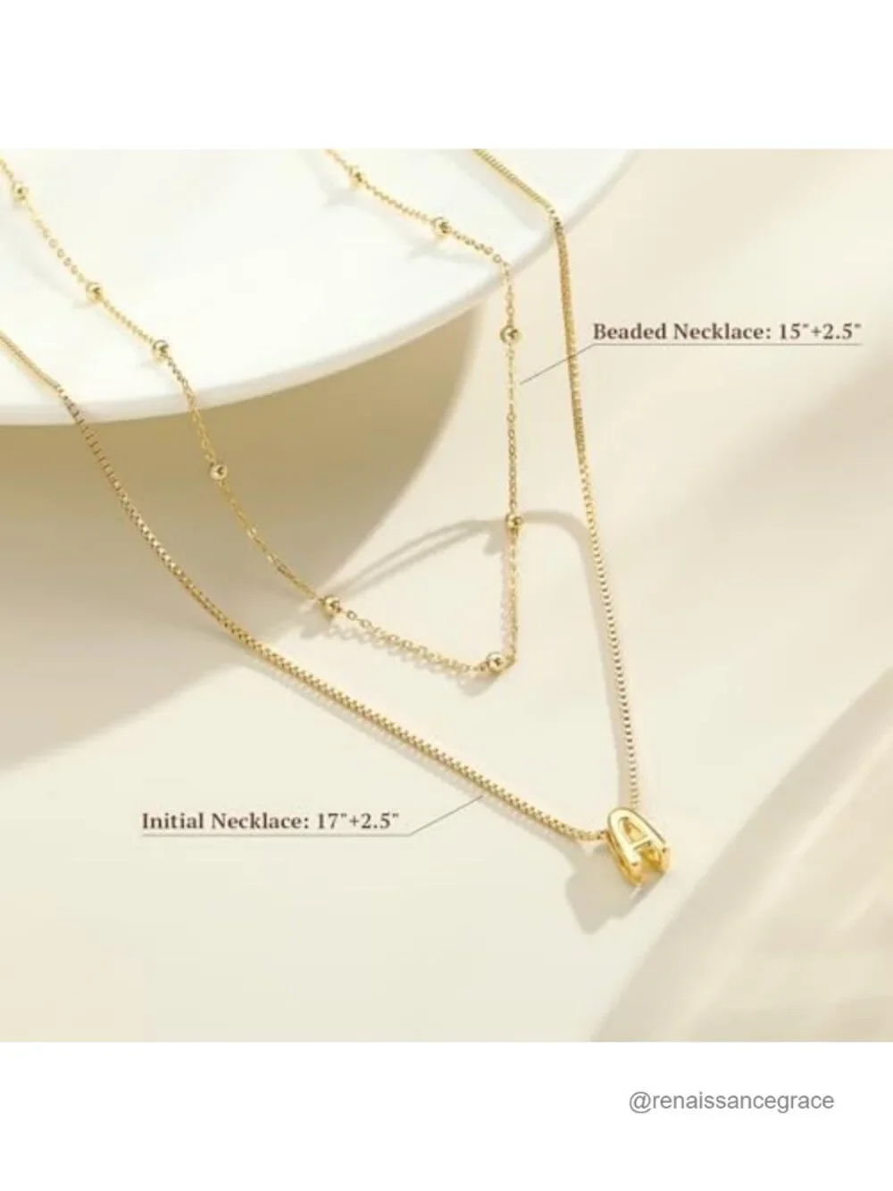 Gold Plated Letter Initial Necklace Layered Bubble Pendant Dainty Jewelry for